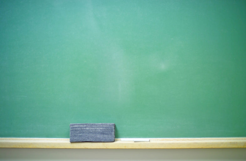 A blank green horizontal chalkboard with chalk and eraser. 14MP camera.